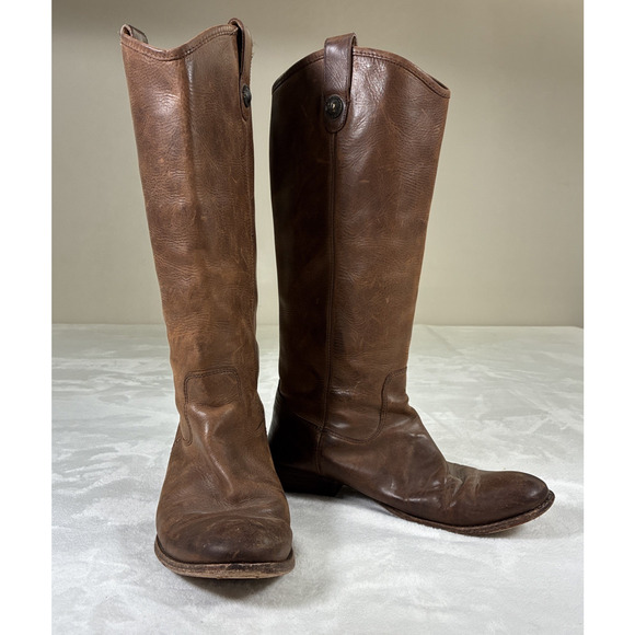 Frye Shoes - FRYE Melissa Button Tall Riding Boots 77168 Brown Cognac Leather Size 9.5B Chrty